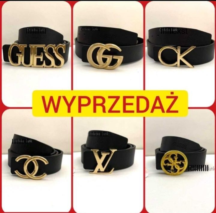 Skórzany Pasek Damski YSL Guess CK Tommy MK LV Pinko Gucci GG