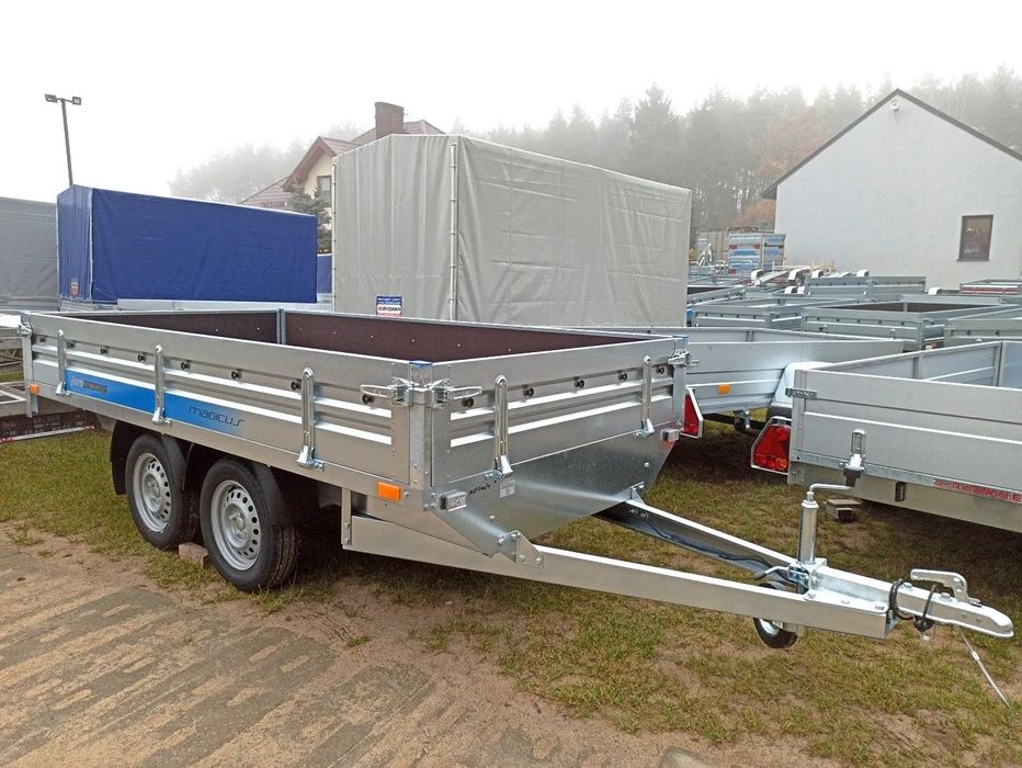 Faro Faro Przyczepa Magicus, platforma dł. 263x150, dł. 300cm, dł. 330cm typ transporter, zdejmowane burty  Magicus z kołami pod podłogą transporter dł. od 263 do 330cm