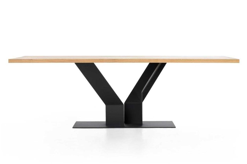 Stół dębowy lity, oryginalny design, podstawa stalowa, wymiar 240x110