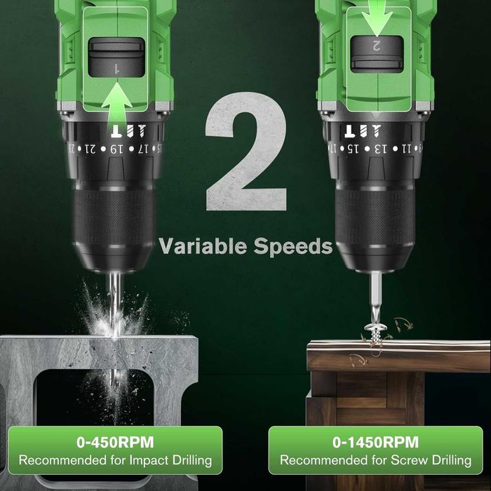 Ginour 21V Bezszczotkowa wkrętarka z 2 akumulatorami, 47 akcesoriów