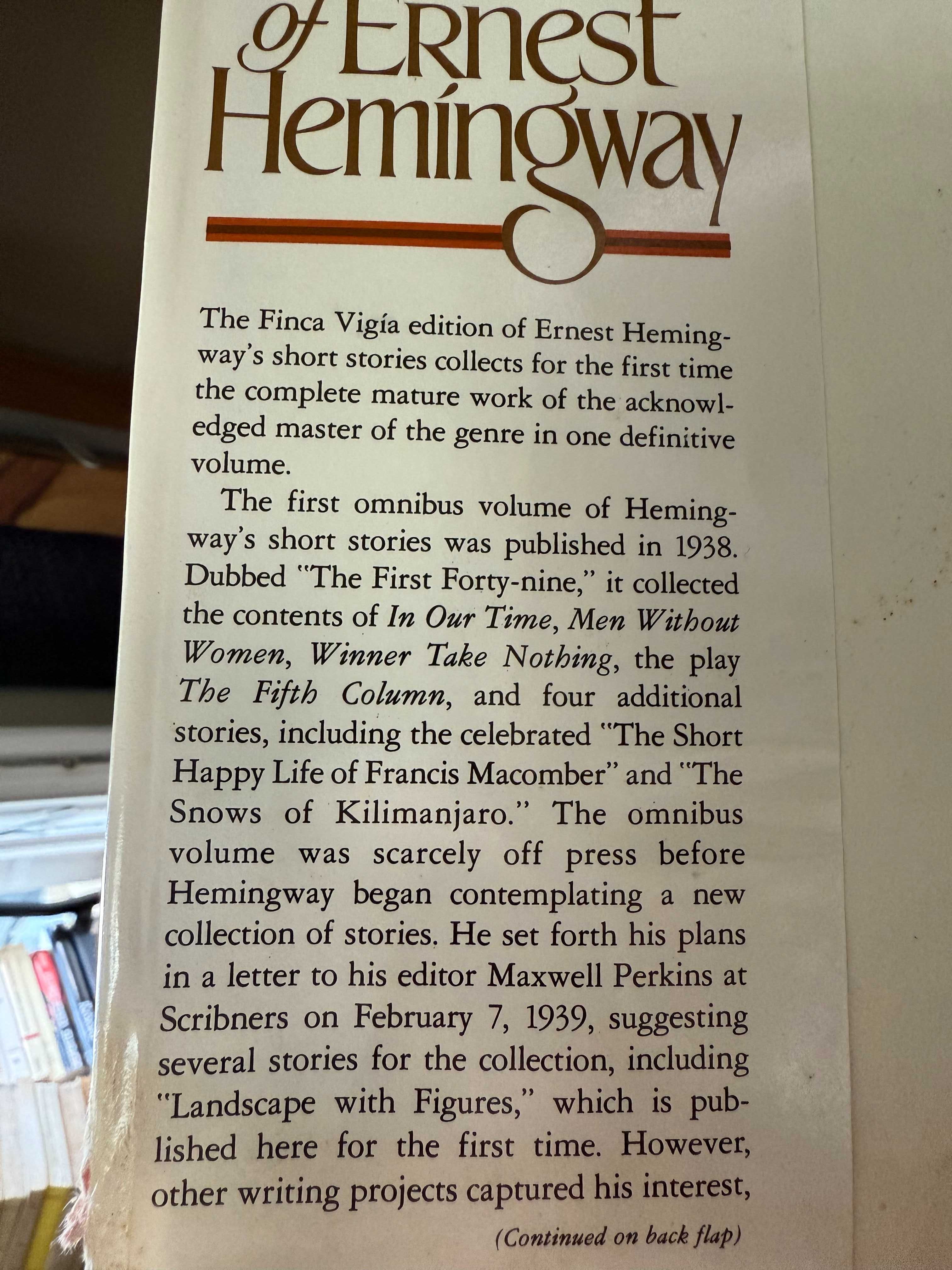 Hemingway – The Complete Short Stories of Ernest Hemingway