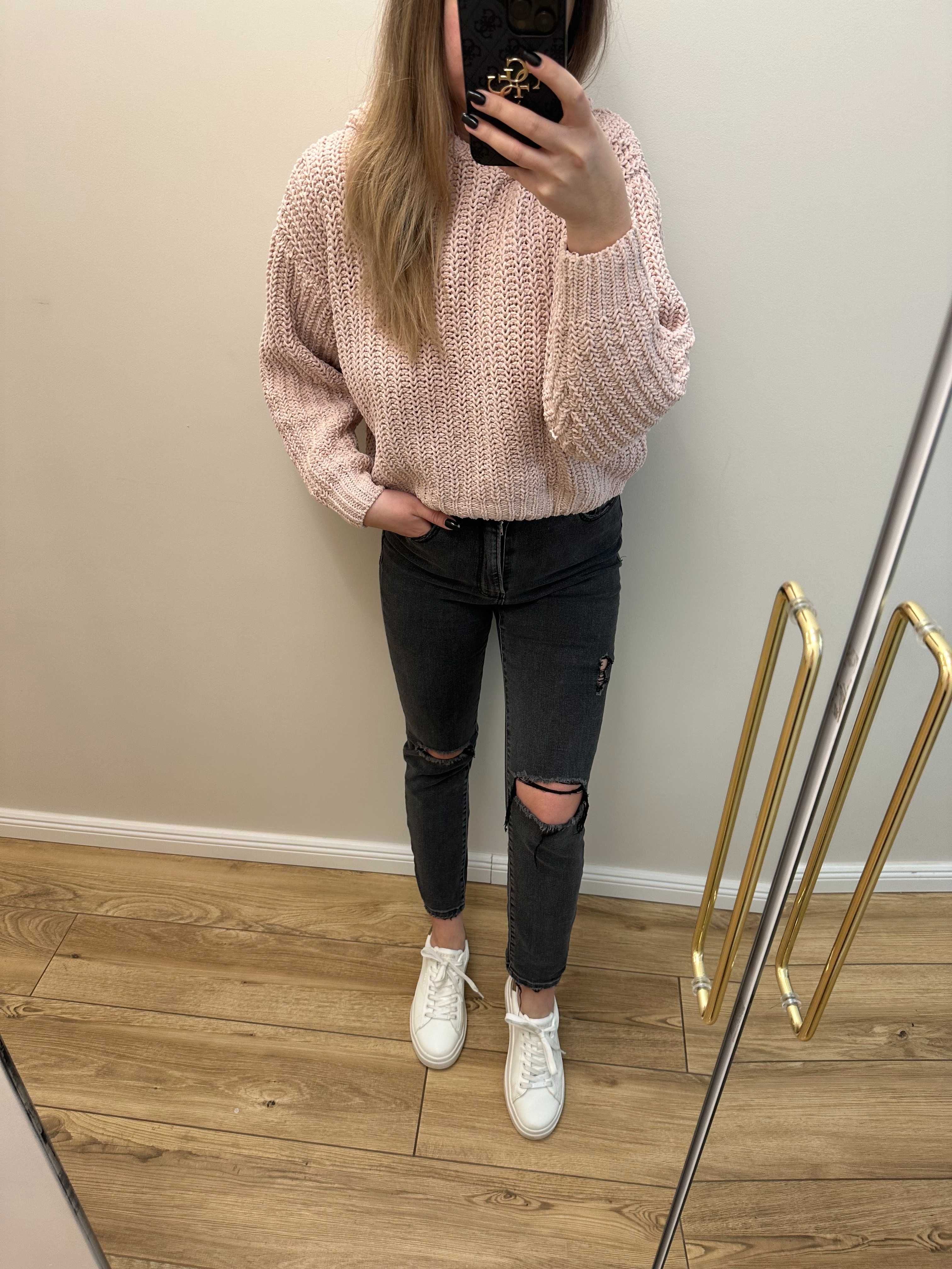 bluza sweter pepco s pudrowy róż kaptur