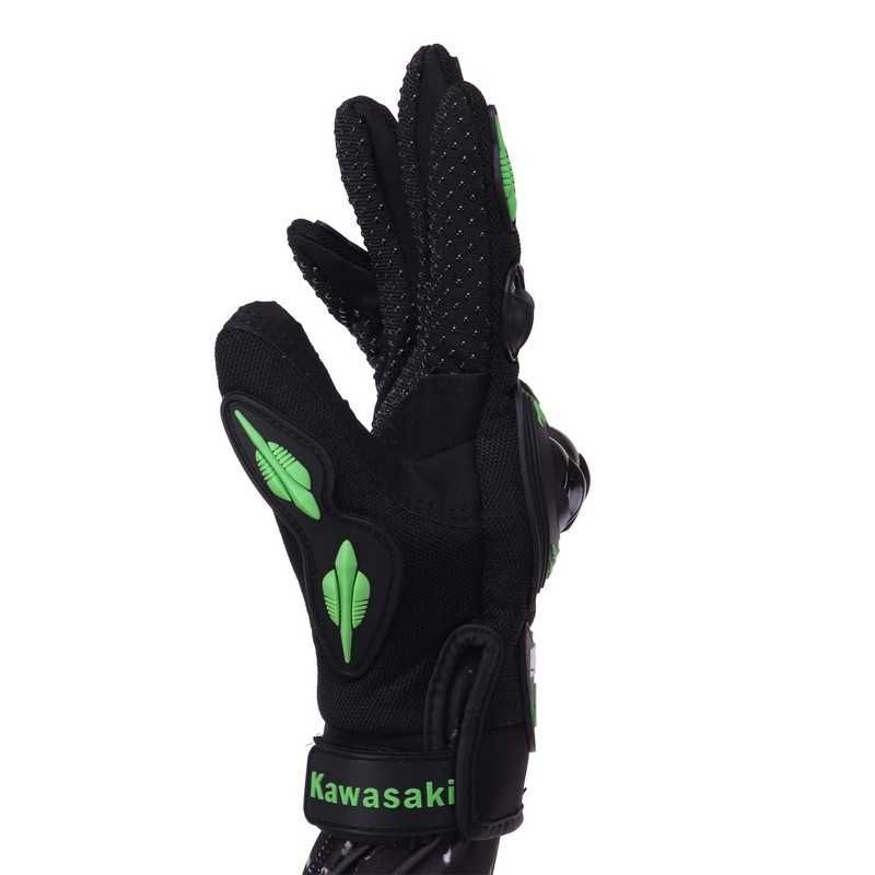 Мотоперчатки с защитой Monster \ Kawasaki черный с зелёным M L XL XXL
