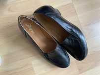 Glanzbut loafersy mokasyny na obcasie skorzane