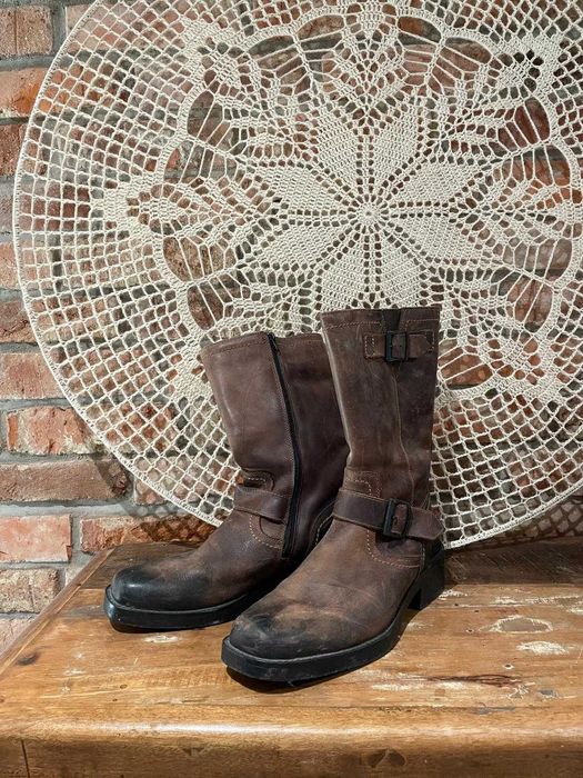 Męskie buty motocyklowe kowbojki skóra naturalna vintage rozmiar 43