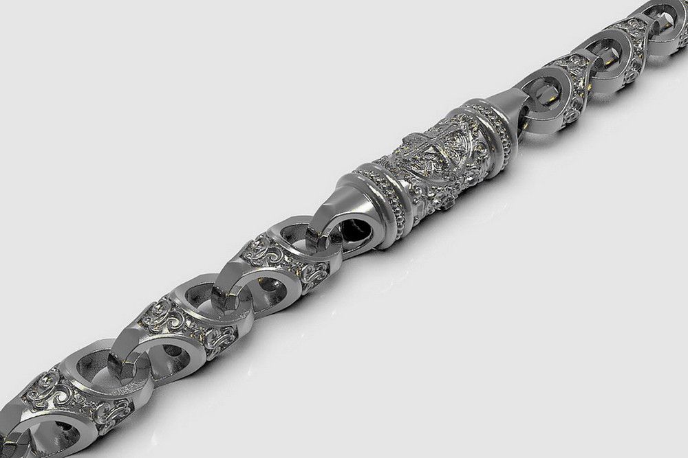 Srebrny łańcuszek 925 wzór Królewski Gotycki Unikat cc057s