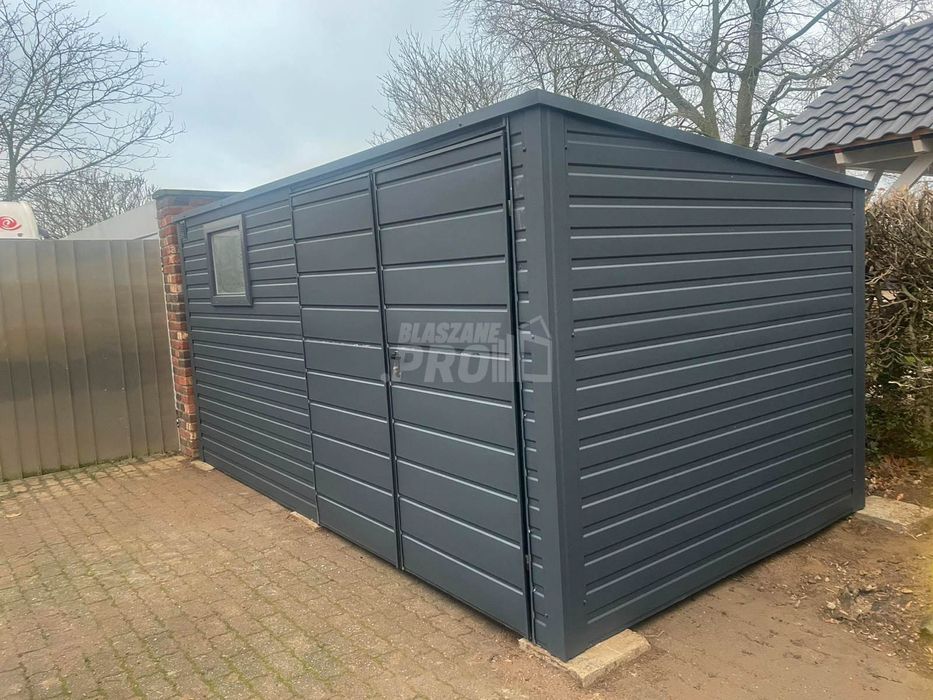 Schowek  Domek ogrodowy 4x2m  okno  antracyt dach spad w tył GP528