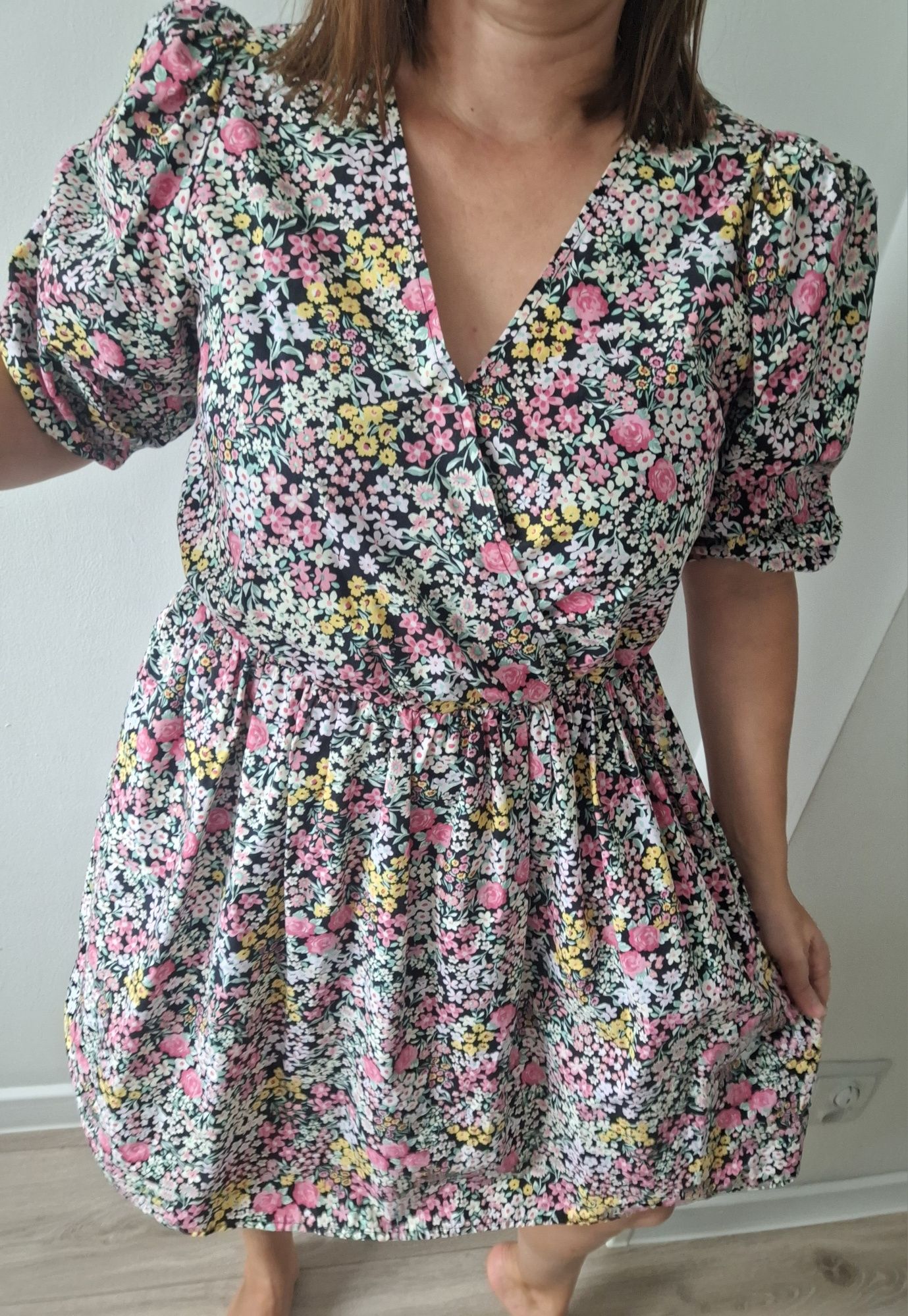 Sukienka damska bawelniana boho kwiatki f&f 38 M