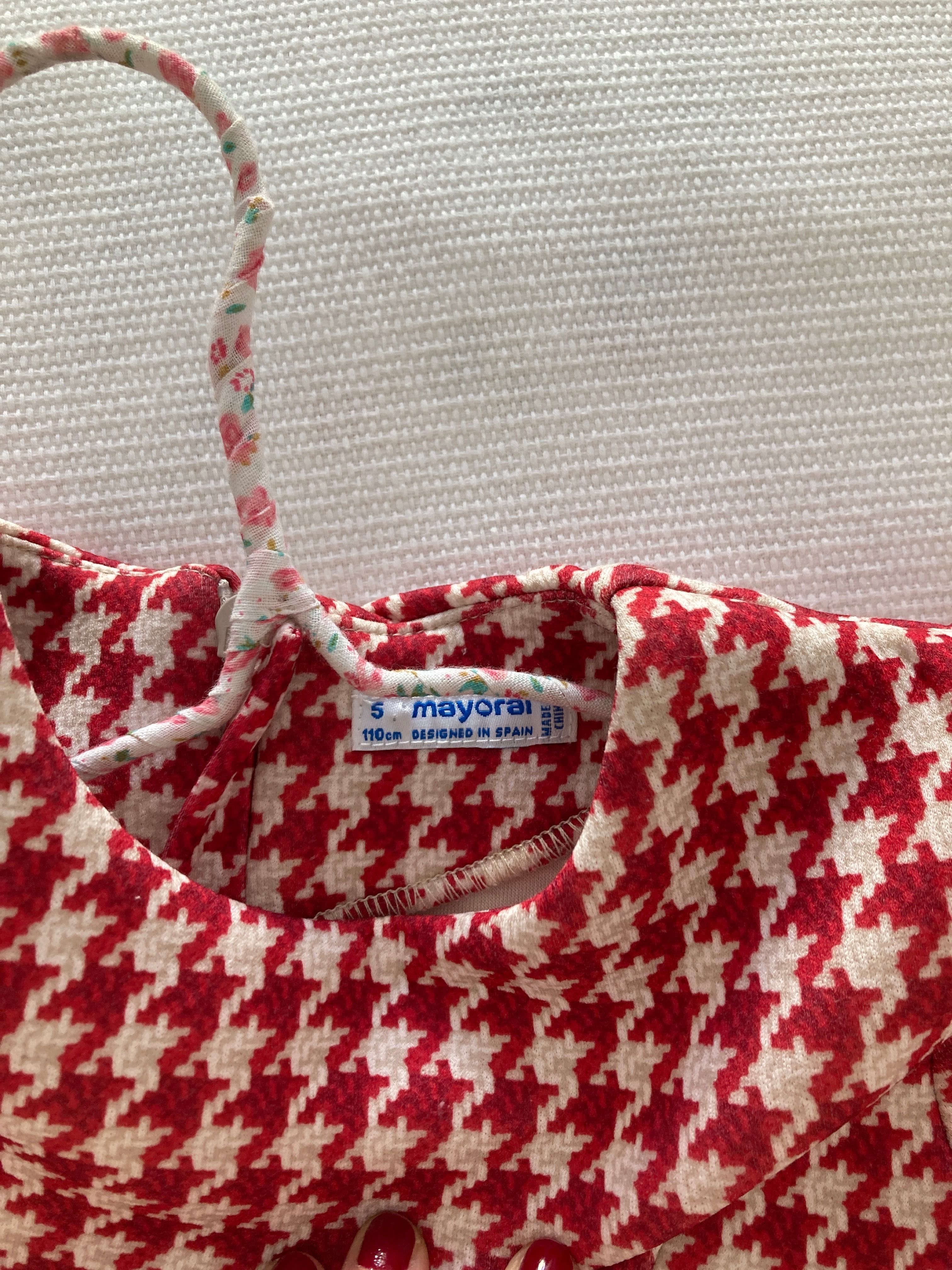 Vestido vermelho e branco menina