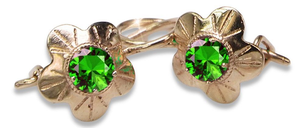 Rosyjskie kolczyki z 14k 585 różowego złota vec028 Rubin