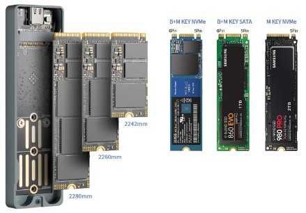 Корпус для SSD Dual Protocol M2 NVMe/SATA до 10Gbps M.2 Type C MD202