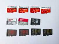 Zestaw 11 kart micro SDHC SanDisk Samsung Kingston GoodRAM 32GB