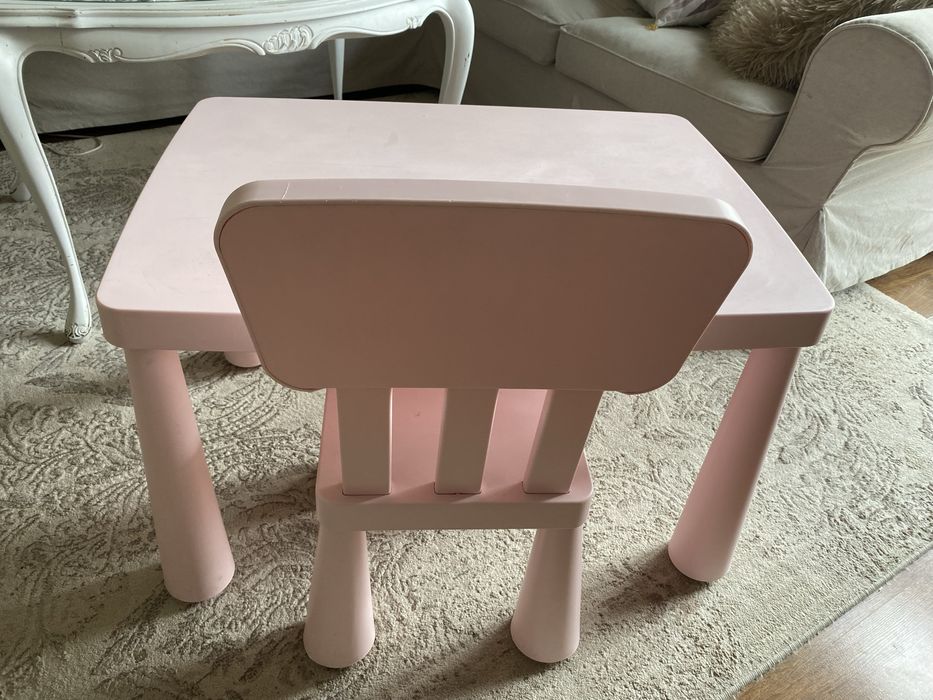 Ikea Mammut stolik krzesełko do pokoju dziecięcego pudrowy róż