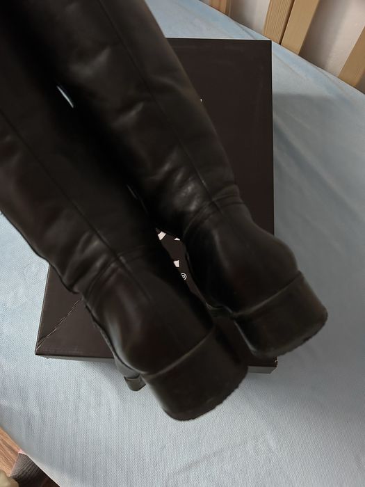 Skórzane kozaki 36 Nessi czarne długie płaskie