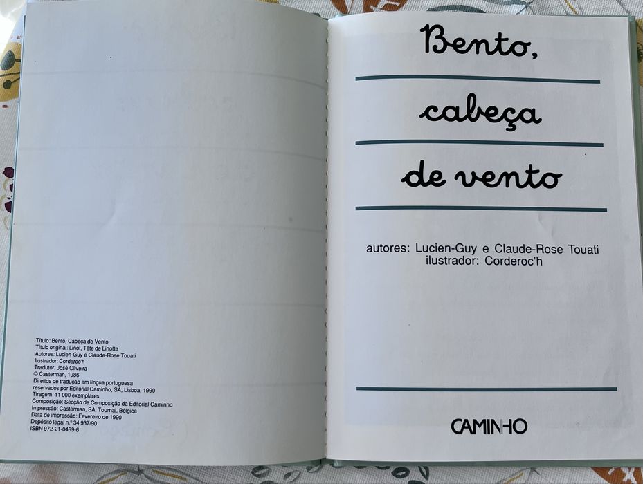 Livro Bento Cabeça de Vento