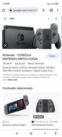 Nintendo switch cinza