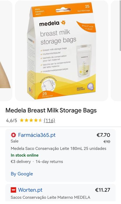 Sacos Conservação Leite Materno: Novos! Medela, Tommee Tippee, etc