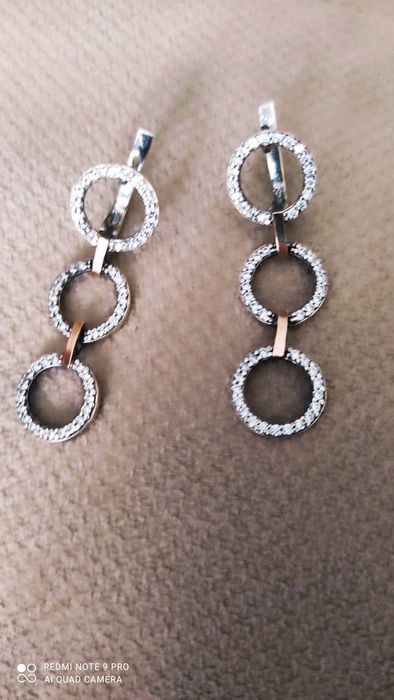 Срібні сережки з золотом