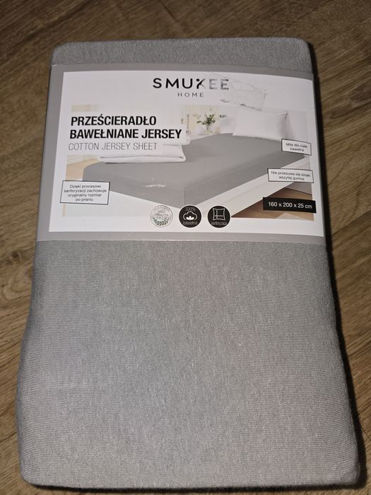 Przescieradlo bawelniane 160x200 szare