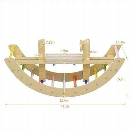 Kolorowy drewniany koń na biegunach łuk drabinka 3 w 1 dla dzieci