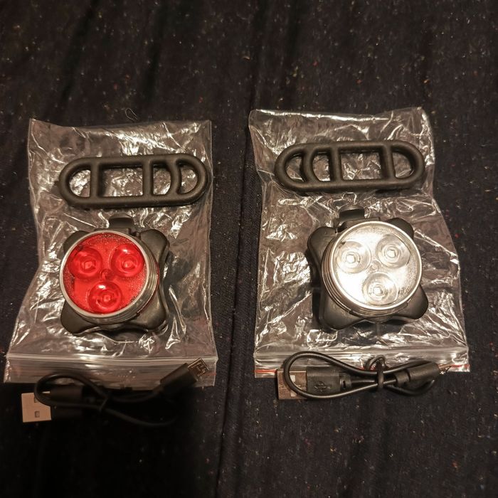 Lampki do roweru tył i przód ładowane na USB.