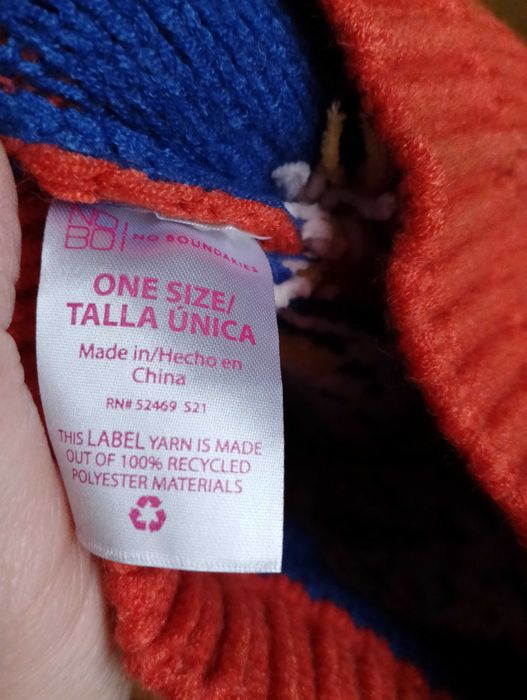NOWA czapka zima z pomponem*Talla Unica*pomarańcz/niebieska