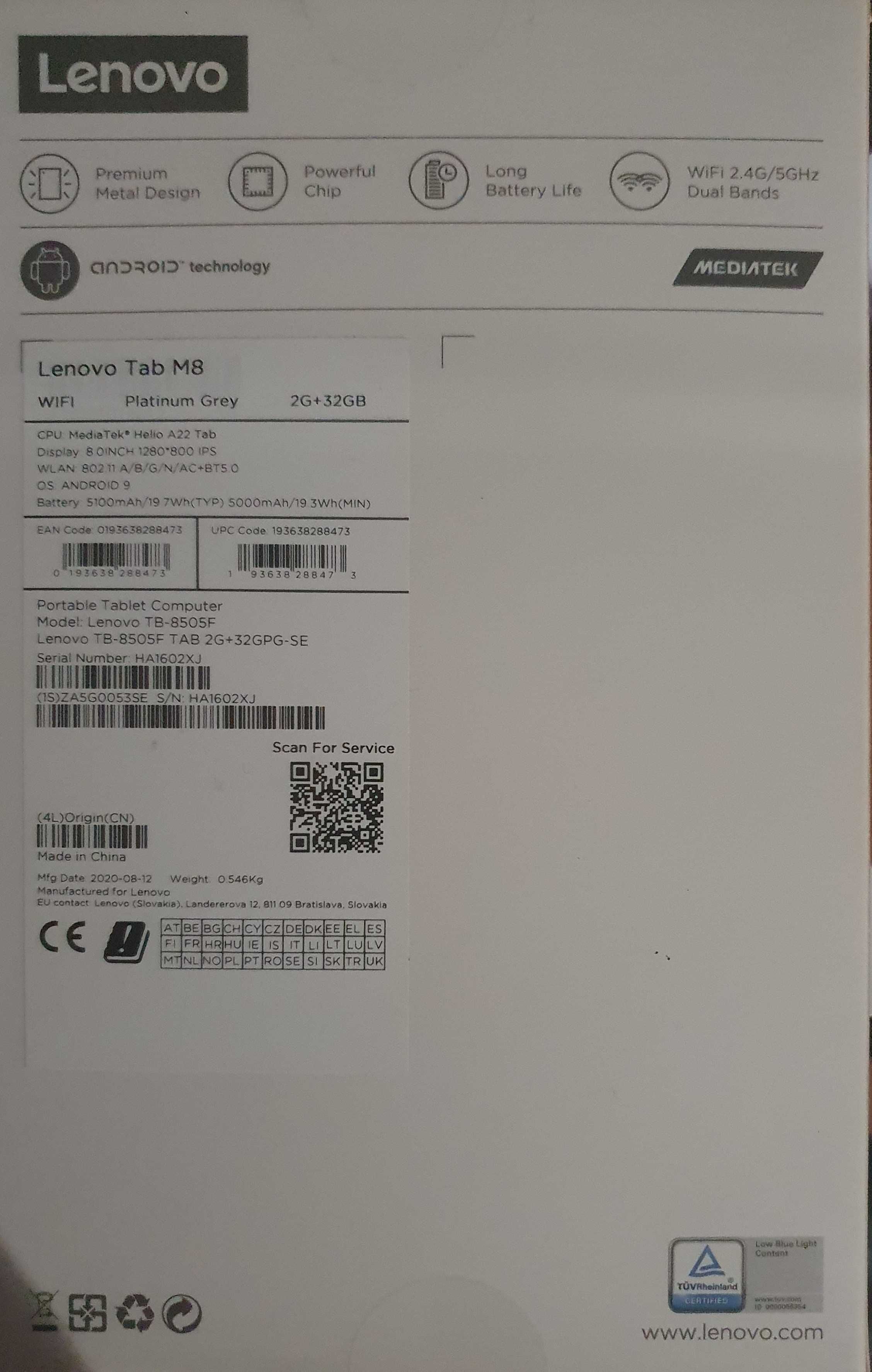 Tablet Lenovo M8 + Capa