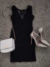 Czarna sukienka z koronką , mała czarna 34 xs