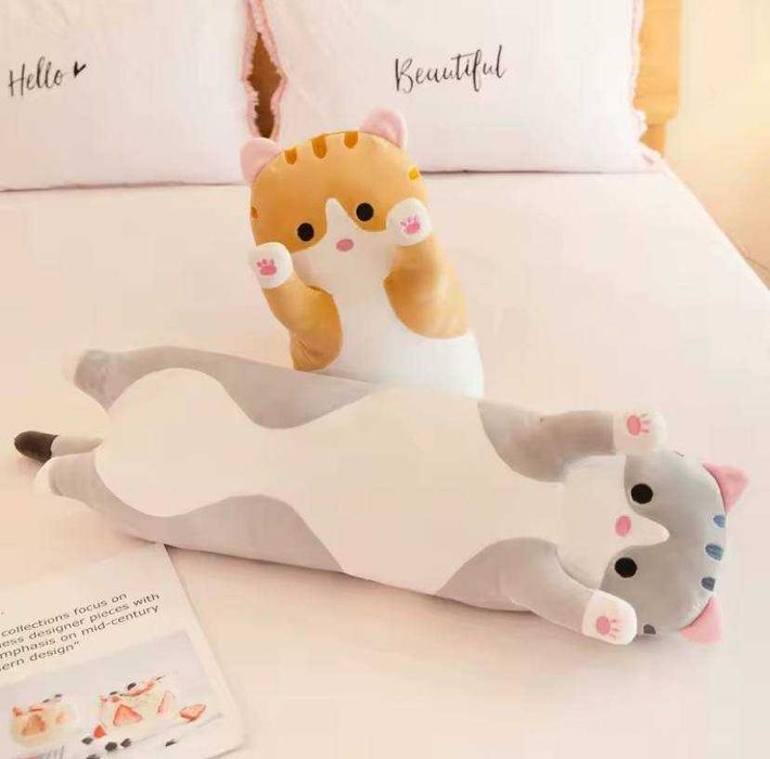 Іграшка для дітей Кіт Батон 85 см, Обіймашка подушка Кіт Батон Сірий