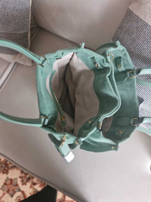 Torebka włoska, Viola Castellani zamszowa zielona