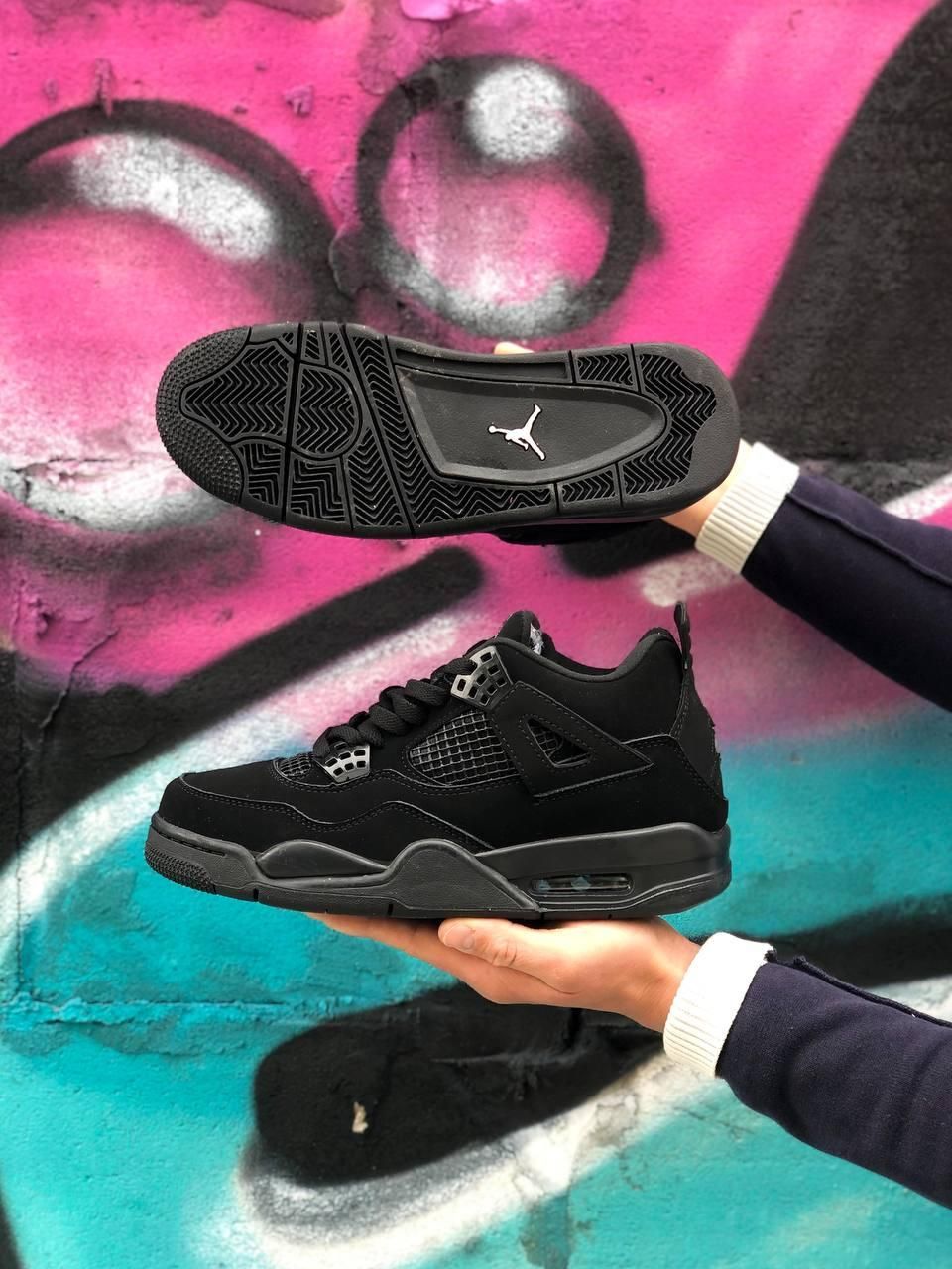 Кроссовки женские Air Jordan Retro 4 Black Найк БЕЗ НАЛОЖКИ