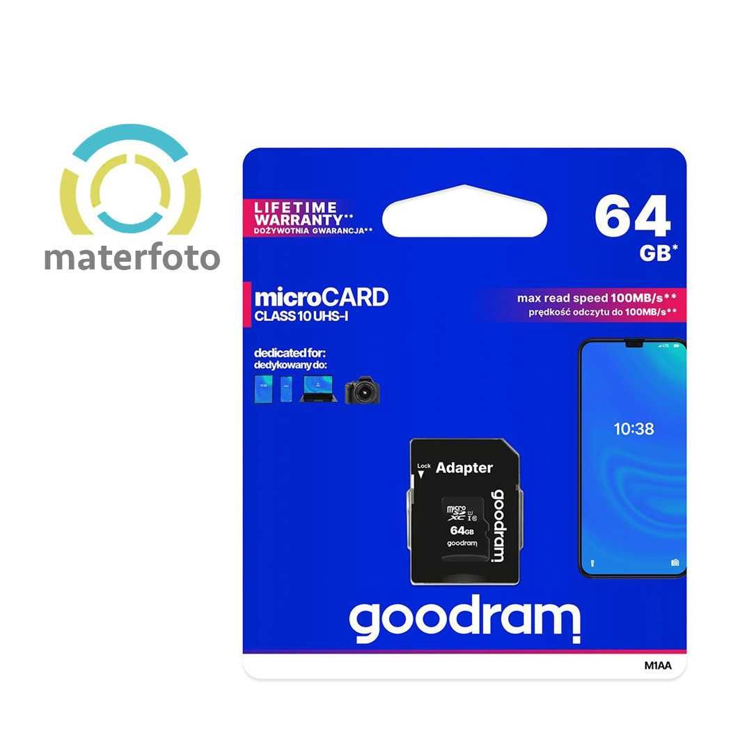 NOVO Cartão de Memória Goodram 64GB / 128GB micro SD XC UHS-I Class 10