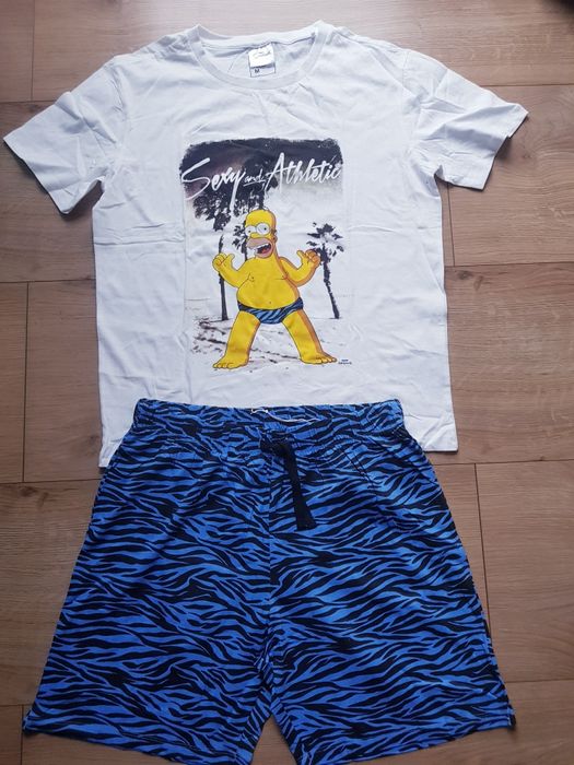 Nowa bawełniana piżama męska marki The Simpsons rozmiar S/M.