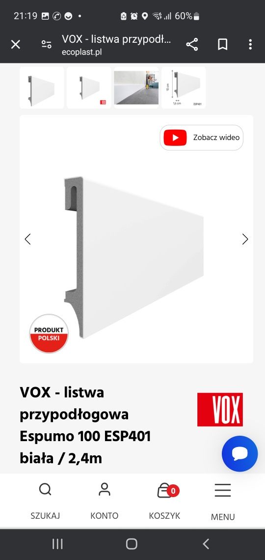 Listwa vox przypodligowa 401 biala