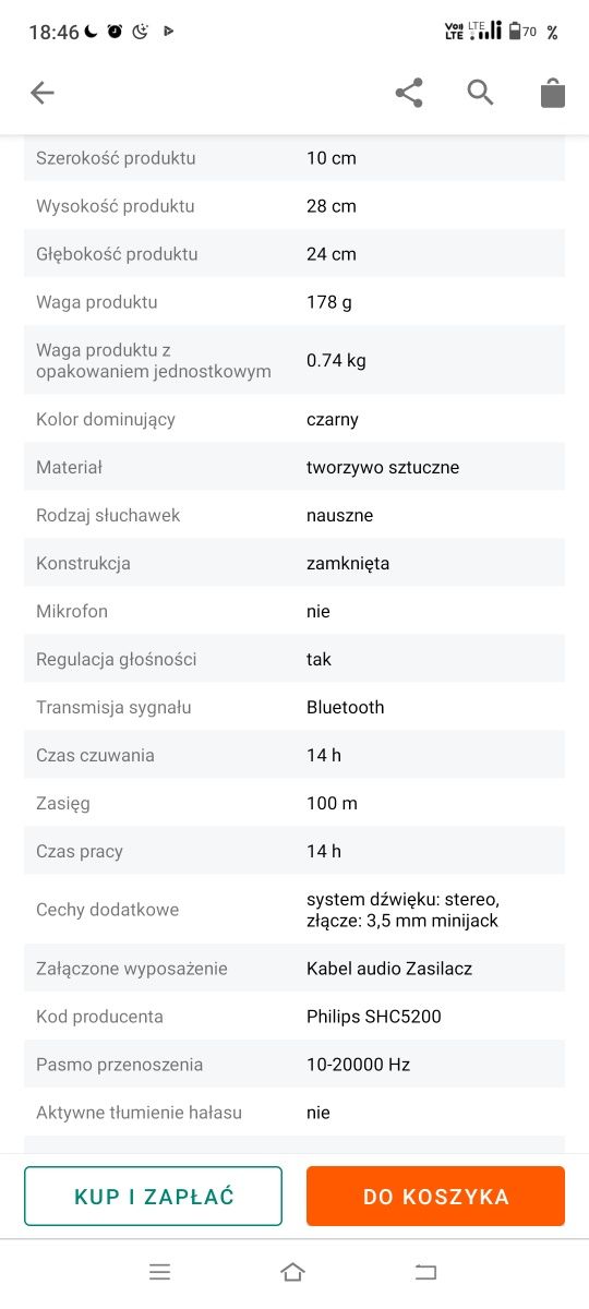 Słuchawki nauszne Philips shc 5200 nowe