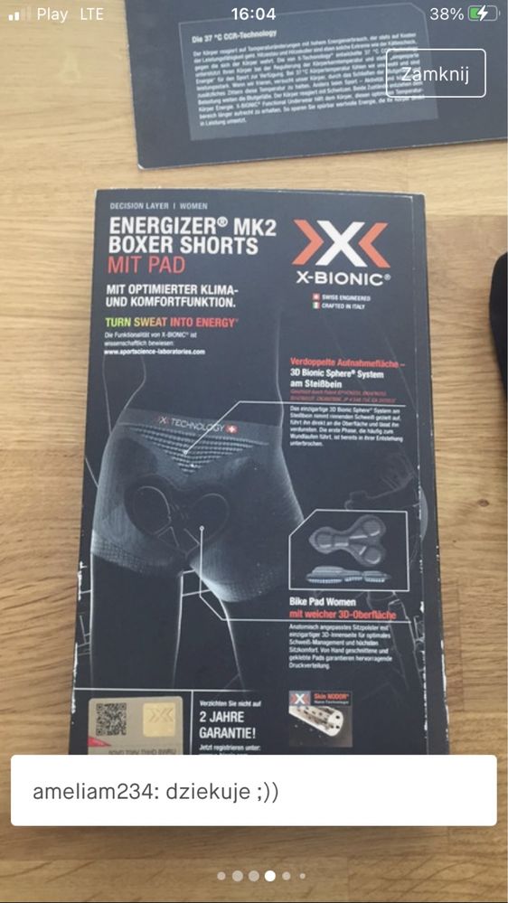 Komplet rowerowy odzieży x-bionic rozm. XS