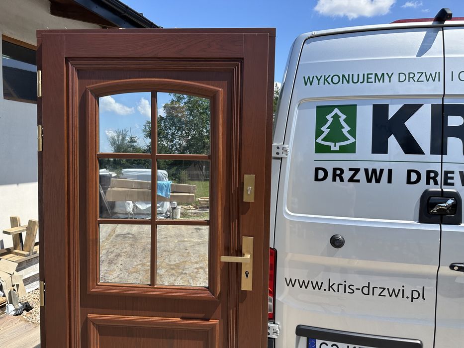 Drzwi zewnętrzne drewniane Czyste powietrze Amerykańskie Montaż Polska