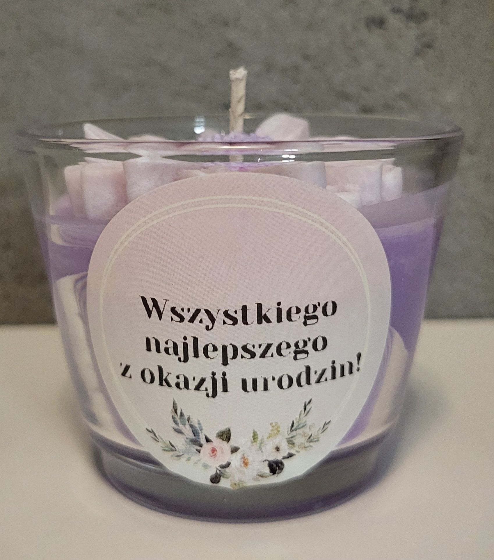 Świeca sojowa handmade w szkle. Personalizacja etykieta