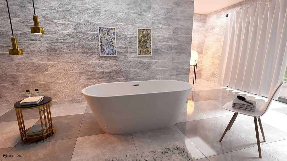 BRAIDER Akrylowa Wanna Wolnostojąca CANNEA 170 x 80 cm Biała