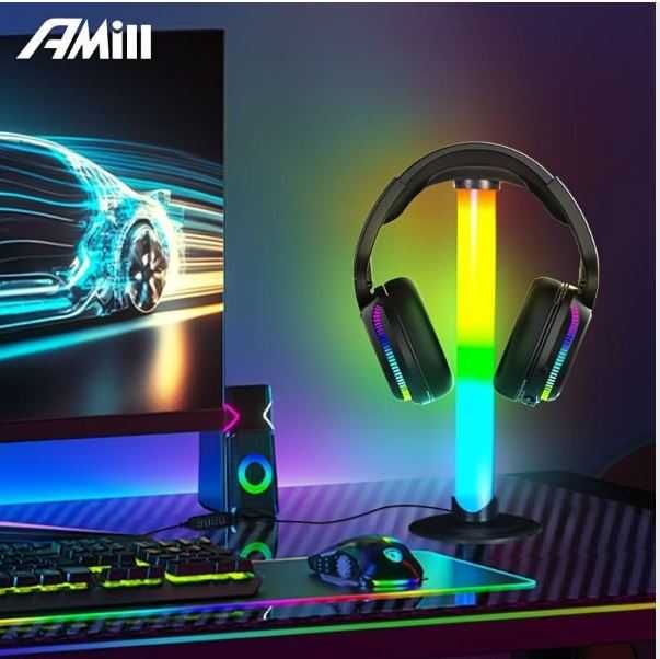 Lampa Biurkowa z RGB LED i Stojakiem na Słuchawki ZADOWOLENIE