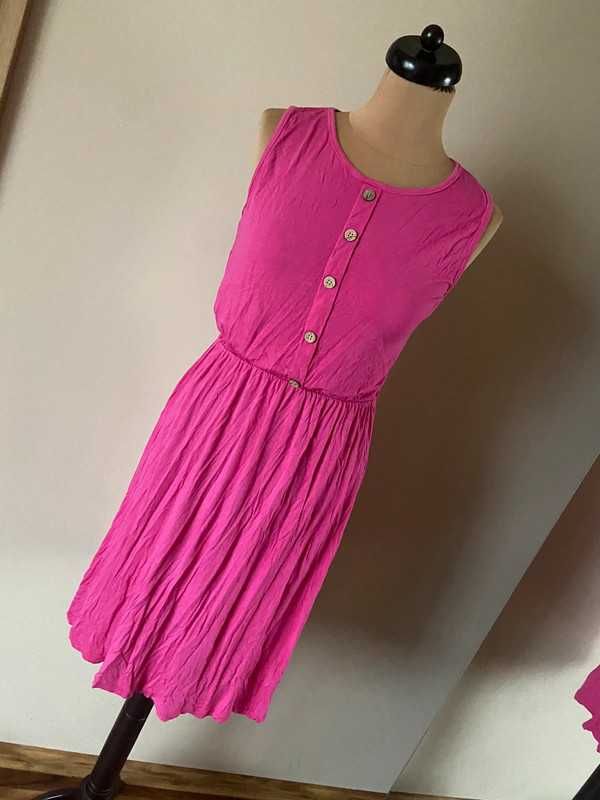 40 42 xl l unisono sukienka pink neon letnia oversize midi za kolano