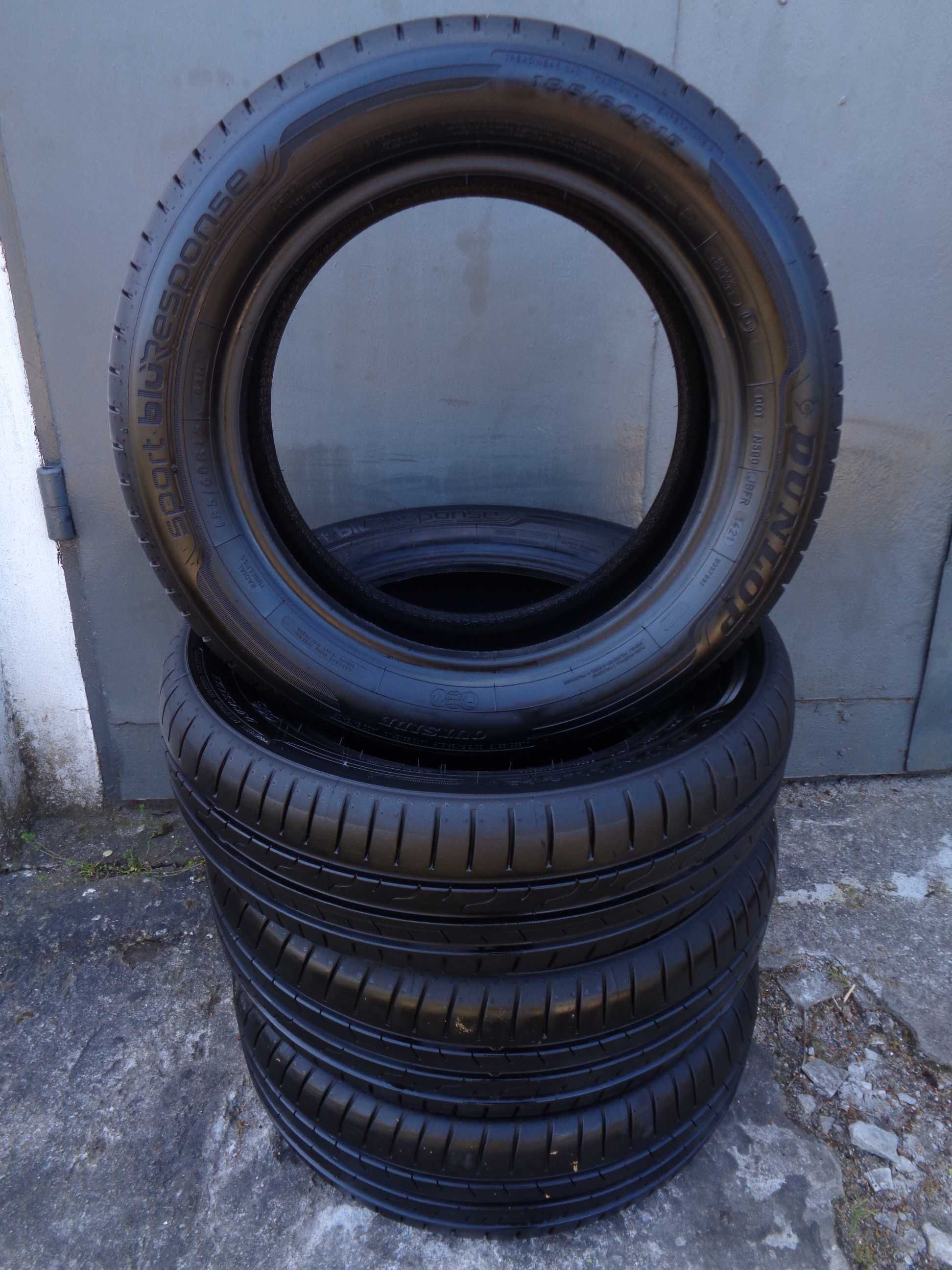 4x Dunlop BluResponse 185/60R15 opony letnie, 2021r, 7,5mm