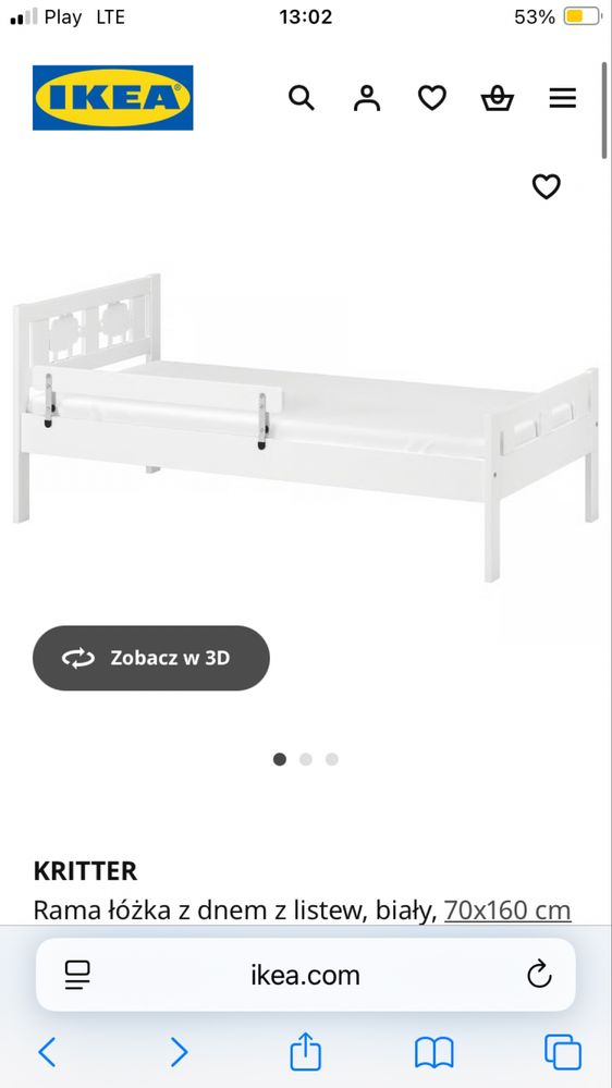 Łóżko dziecięce Kritter Ikea