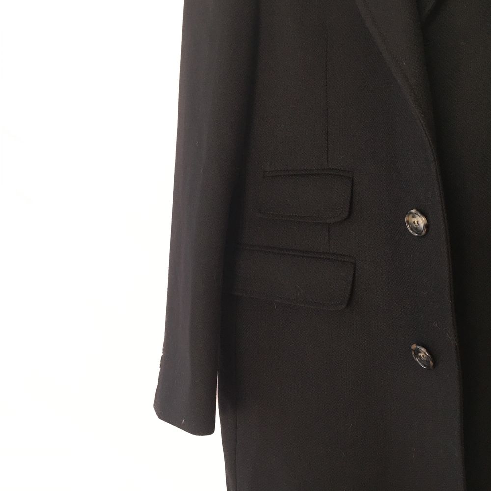 Czarny elegancki płaszcz płaszczyk wełniany klasyczny 100% wełna XL