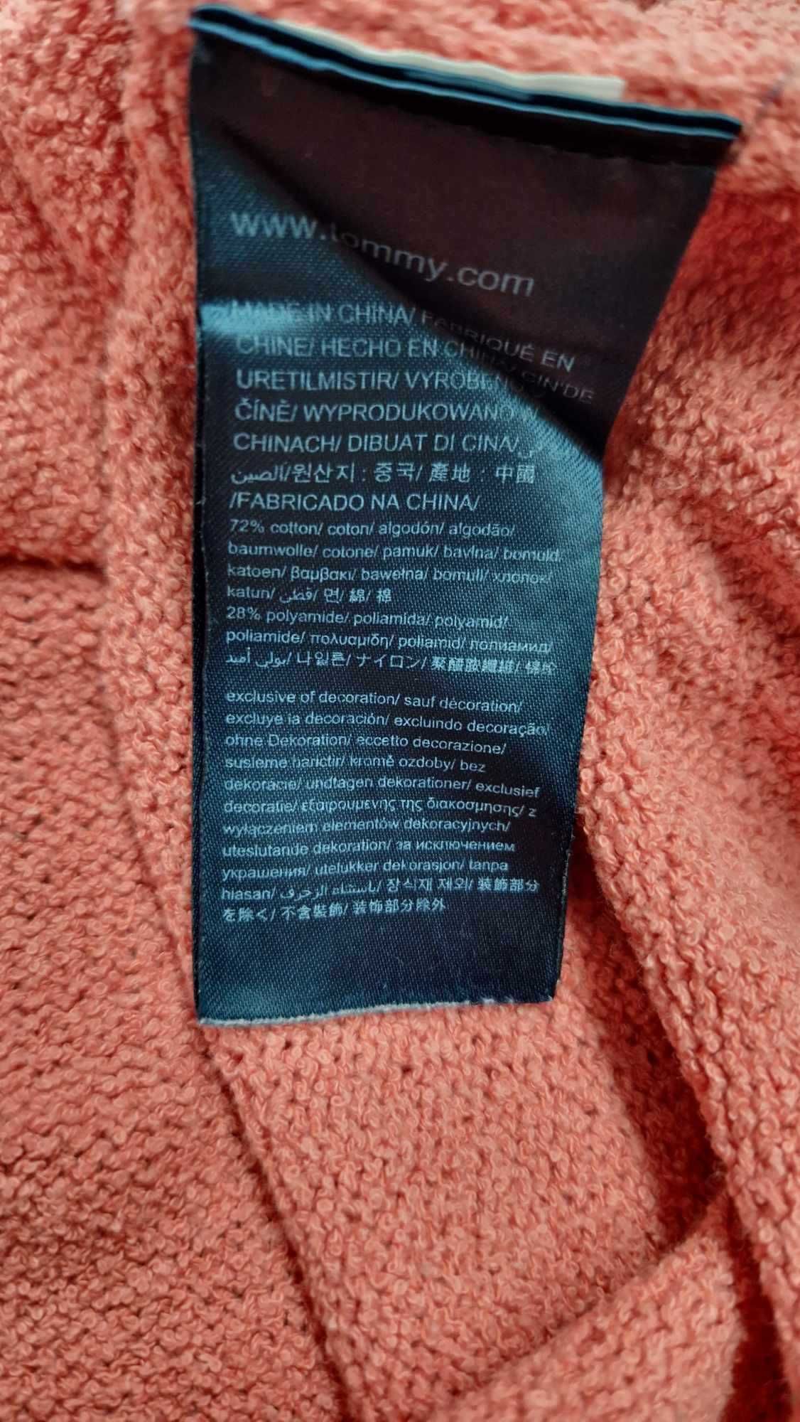 Koralowy sweter • męski • okrągły dekolt • Tommy Jeans 38/M • bawełna