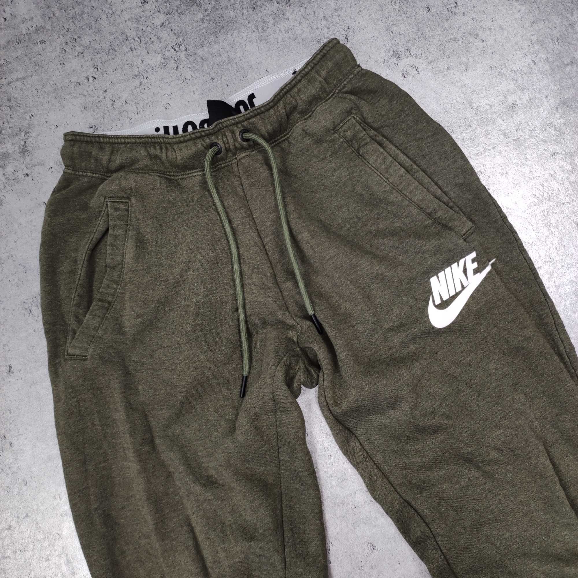 MĘSKIE Dresy Sportowe Slim Fit Joggery Sport Dresowe Nike Khaki Logo