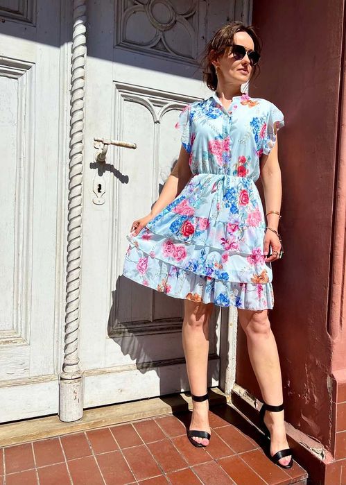 NOWA szyfonowa sukienka damska w kwiaty R. Uniwersalny