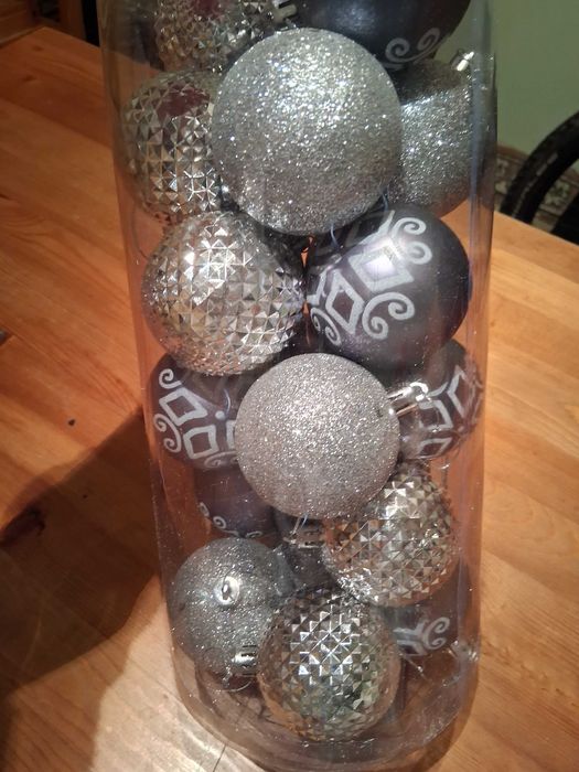 Bombki choinkowe plastikowe srebrne