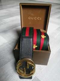 Pasek Gucci czarny złota klamra