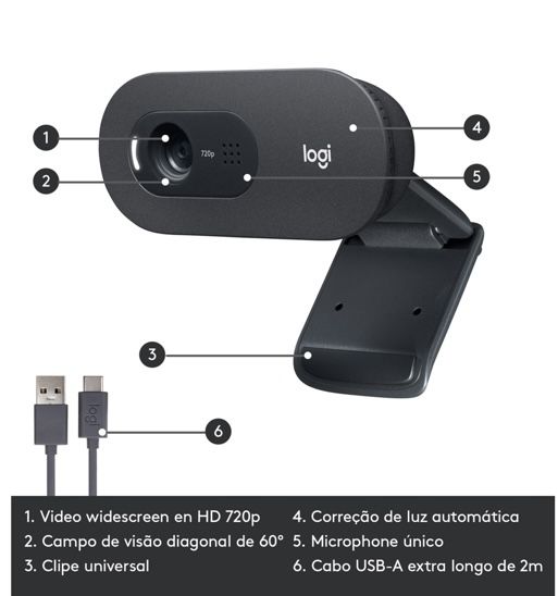 Webcam LOGITECH C505 HD - 720p 30 fps - Novo